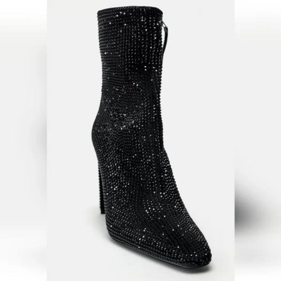 ZARA RHINESTONE HEELED ANKLE BOOTS - Picture 9 of 14